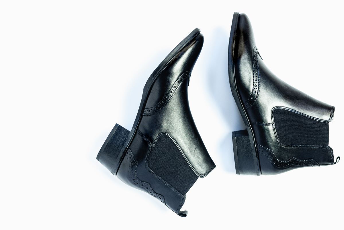 Black Chelsea boots side view